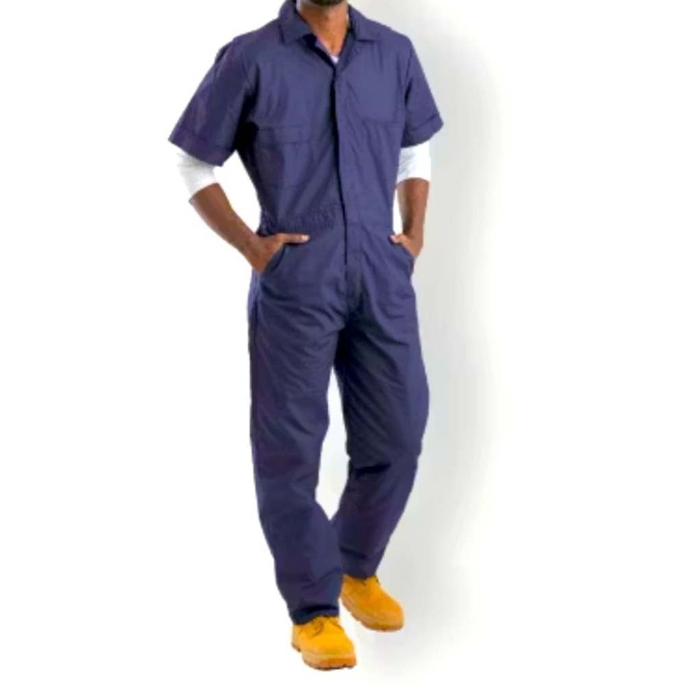 Vintage Walls Navy‎ Blue Coverall Men's Size 44  Front Zip Short Sleeves